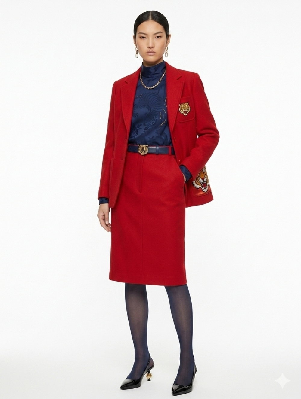 Album by Kenzo Vintage Red Wool Pencil Skirt